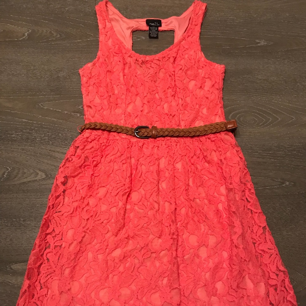 Coral lace dress